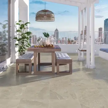 Tampa Ivory Stone Effect Matt Porcelain Tile 60.4x60.4cm