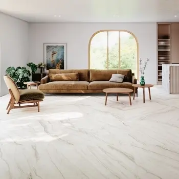 Barrow White Marble Effect Large Matt Porcelain Tile 120x120cm