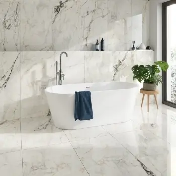 Paonazzetto White Marble Effect Italian Large Polished Porcelain Tile 120x60cm