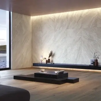 Strond Cloud White Marble Effect Large Matt Porcelain Slab 275x100cm