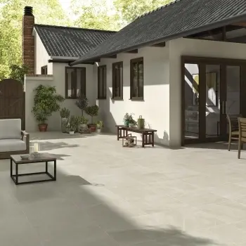 Bellevue Ivory Stone Effect Matt Porcelain Outdoor Paving Tile 59.2x59.2cm