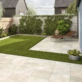 Maverick Beige Stone Effect Matt Porcelain Outdoor Paving Tile 59.2x59.2cm