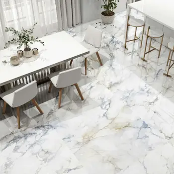 Mare Blue Marble Effect Large Polished Porcelain Tile 120x120cm
