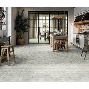 Metropolis Star Patterned Silver Ceramic Tile 45x45cm