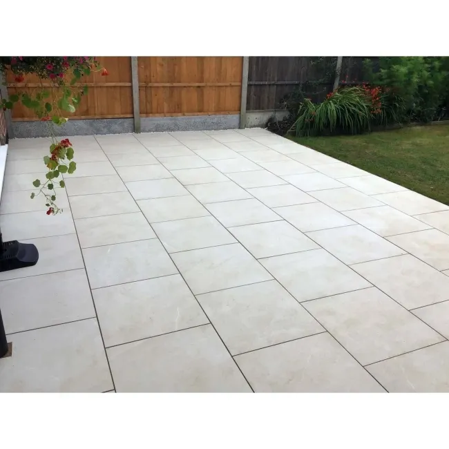 Bellevue Ivory Stone Effect Matt Porcelain Outdoor Paving Tile 59.2x59.2cm