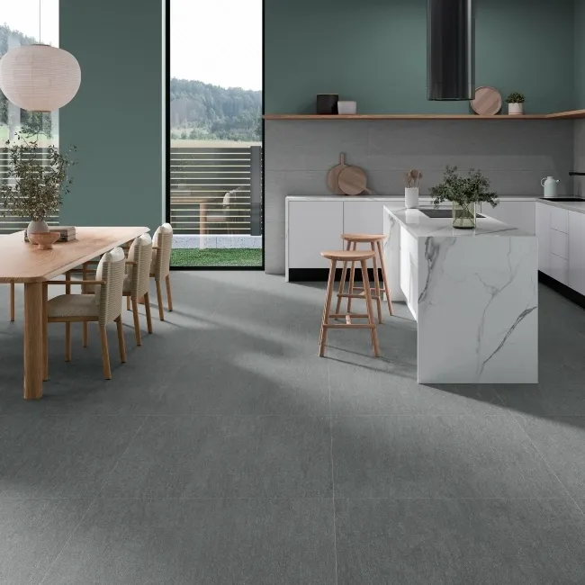 Dama Graphite Stone Effect Large Matt Porcelain Tile 99.5x99.5cm