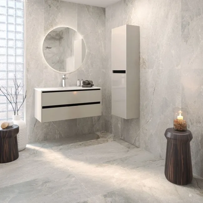 Toscana Greige Stone Effect Large Matt Porcelain Tile 120x60cm