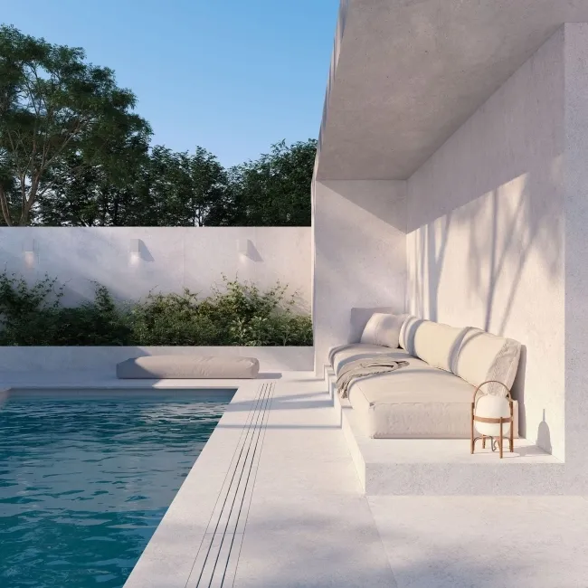 Cluny White Stone Effect Large Matt Porcelain Slab 275x100cm