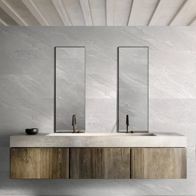 Alchemy Pearl Textured Decor Slate Effect Matt Ceramic Wall Tile 100x33.3cm