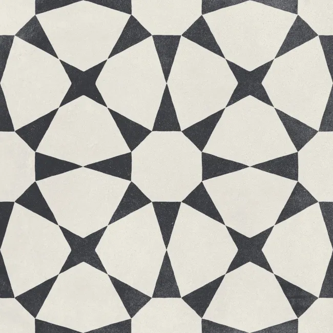 Cuban White Star Patterned Matt Porcelain Tile 22.3x22.3cm