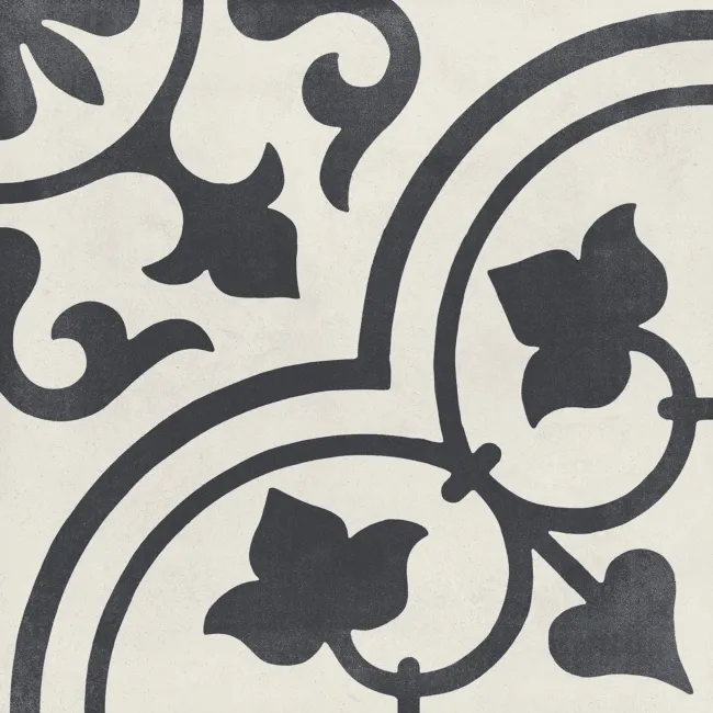 Cuban White Ornate Patterned Matt Porcelain Tile 22.3x22.3cm