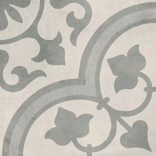 Cuban Silver Ornate Patterned Matt Porcelain Tile 22.3x22.3cm