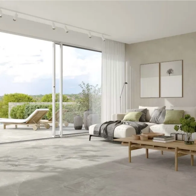 Azuma Rock Light Grey Stone Effect Italian Large Matt Porcelain Tile 120x120cm