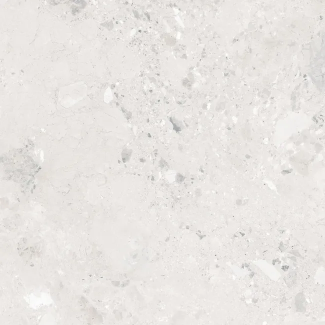Ura White Terrazzo Effect Large Matt Porcelain Tile 120x120cm