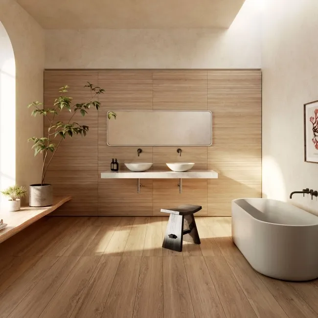 Taos Honey Large Wood Effect Anti-Slip Matt Porcelain Tile 151x24cm