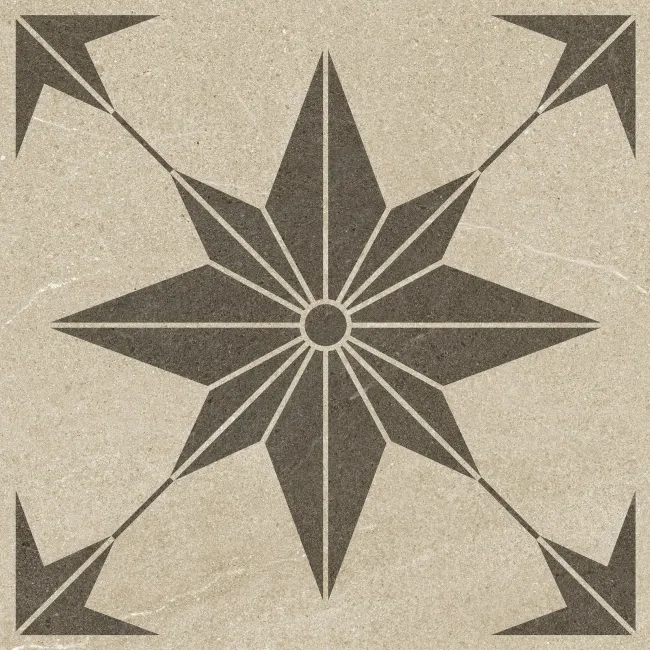 Bellevue Star Decor Ivory Stone Effect Matt Porcelain Outdoor Paving Tile 59.2x59.2cm