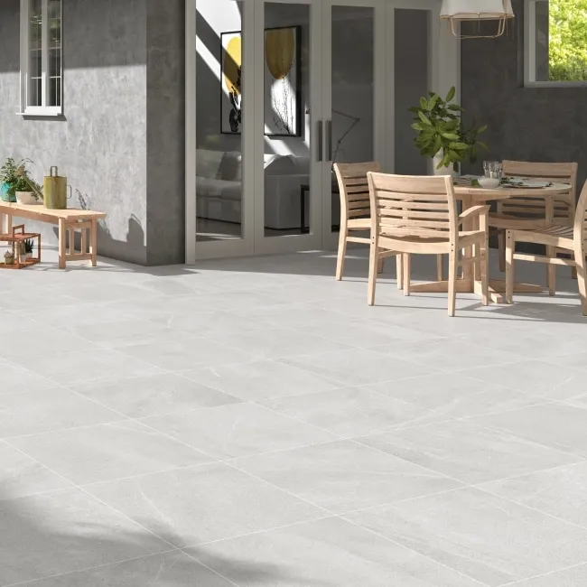 Bellevue White Stone Effect Matt Porcelain Outdoor Paving Tile 59.2x59.2cm