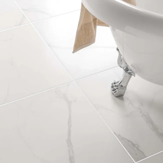Carrara White Matt Marble Porcelain Tile 60.4x60.4cm
