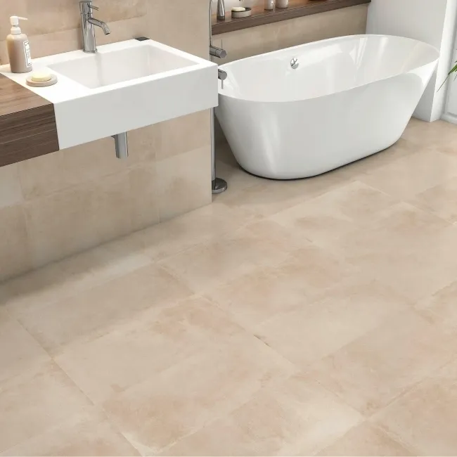 City Cream Concrete Effect Matt Porcelain Tile 60x30cm