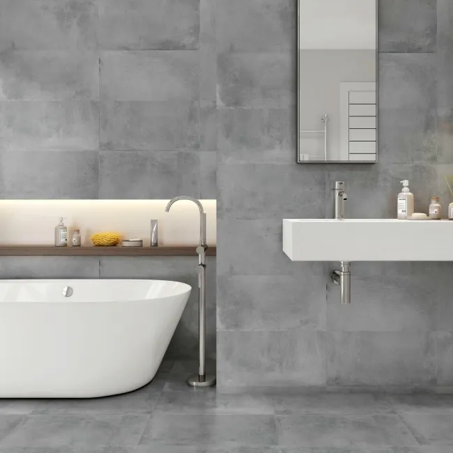 City Dark Grey Concrete Effect Matt Porcelain Tile 60x30cm