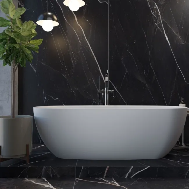 Sublime Black Marble Effect Large Matt Porcelain Slab 275x100cm