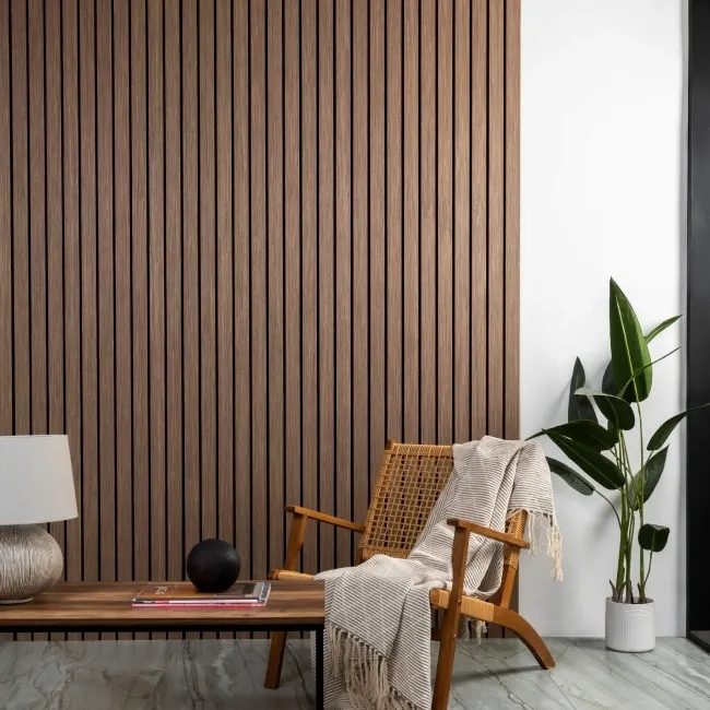 Trepanel® Smoked Oak Wide Slat Acoustic Wood Wall Panels