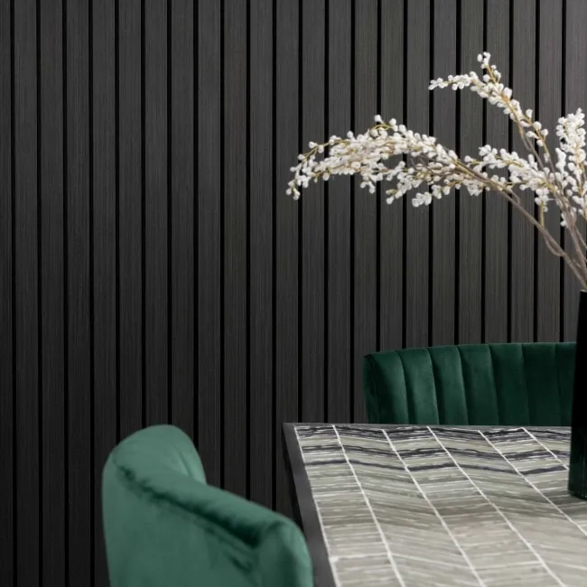 Trepanel® Noir Black Wide Slat Acoustic Wood Wall Panels