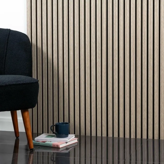 Trepanel® Chevron Hessian Beige Acoustic Wood Wall Panels