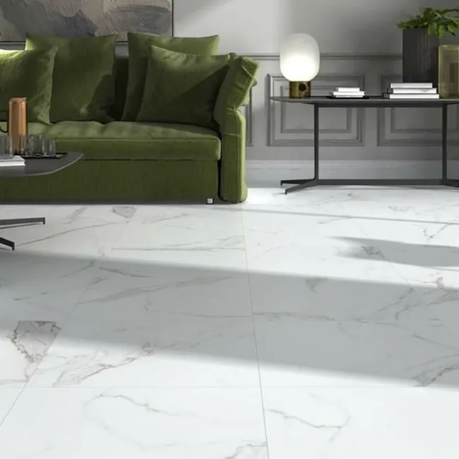 Carrara White Matt Marble Porcelain Tile 60.4x60.4cm