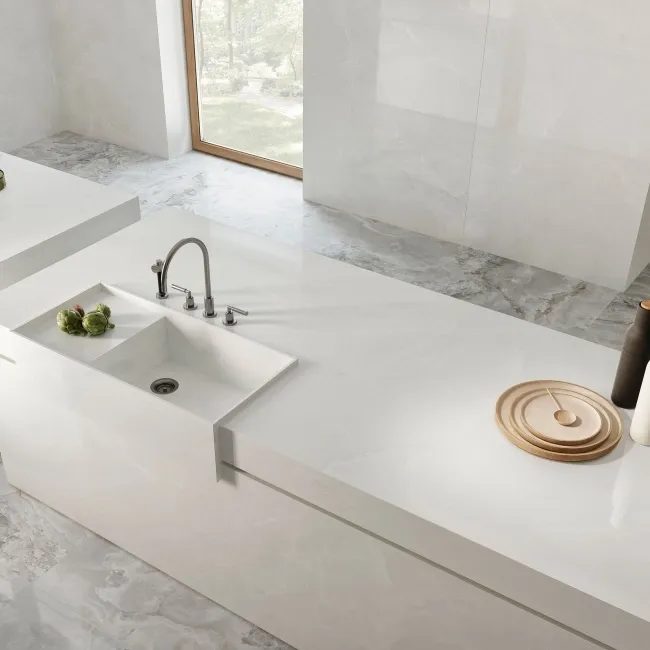 Scarlet White Onyx Marble Effect Large Polished Porcelain Slab 280x120cm