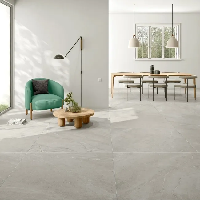 Ecchio Beige Stone Effect Large Matt Porcelain Tile 90x90cm