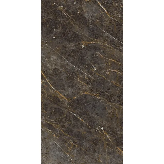 Golden Black Marble Effect Italian Large Polished Porcelain Tile 120x60cm