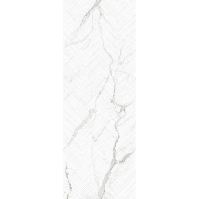Lumier White Marble Effect Chevron Decor Large Porcelain Slab 275x100cm