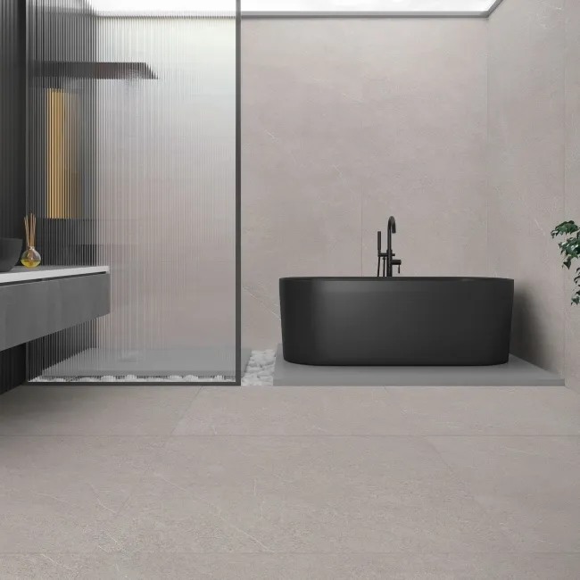 Piemonte Taupe Stone Effect Structured Matt Porcelain Tile 100x100cm