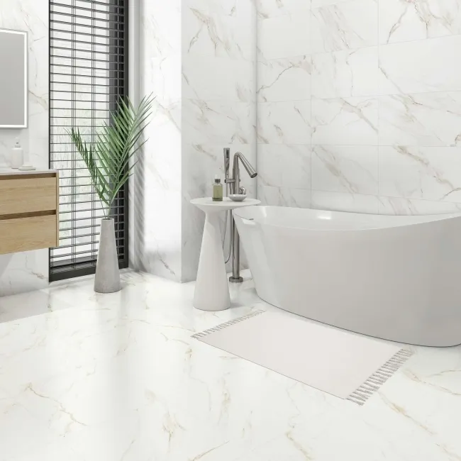 Carrara Gold Marble Effect Matt Ceramic Tile 45x45cm