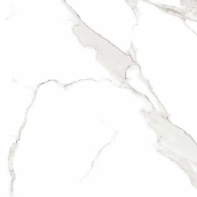 Carrara White Gloss Marble Effect Ceramic Tile 45x45cm