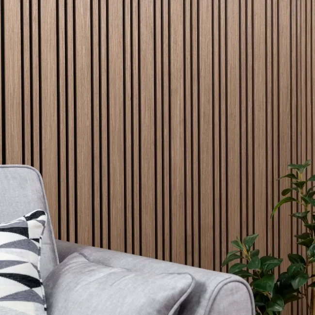 Trepanel Design® Smoked Oak Multi-Width Acoustic Wood Wall Panels