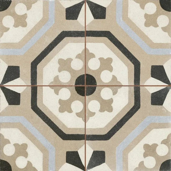 Osborne Grey Victorian Patterned Matt Ceramic Floor Tile 45x45cm