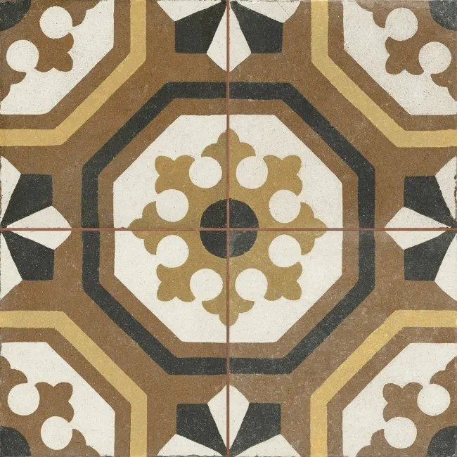 Osborne Maroon Victorian Patterned Matt Ceramic Floor Tile 45x45cm