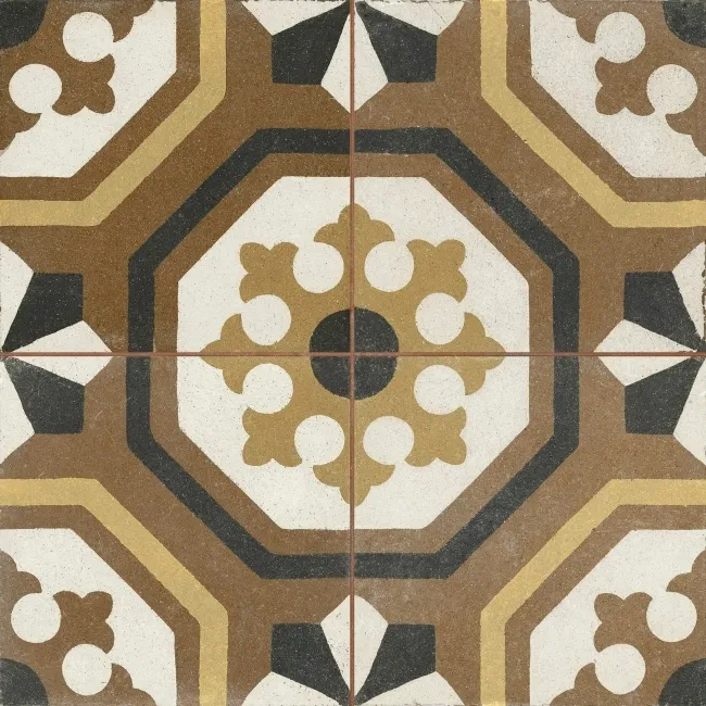 Osborne Maroon Victorian Patterned Matt Ceramic Floor Tile 45x45cm