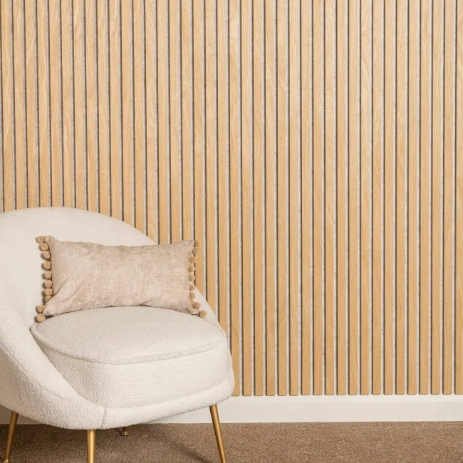 Trepanel® Oak on Grey Felt Acoustic Wood Wall Panels