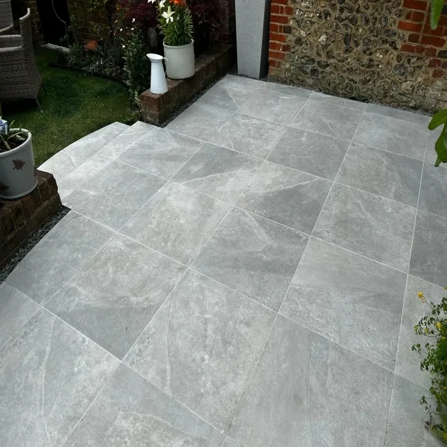 Maverick Grey Stone Effect Matt Porcelain Outdoor Paving Tile 59.2x59.2cm