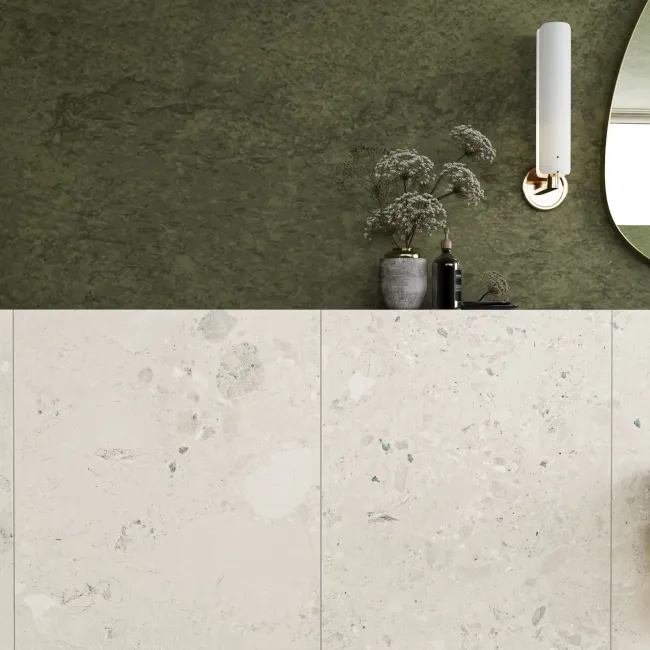 Ura White Terrazzo Effect Large Matt Porcelain Tile 120x60cm