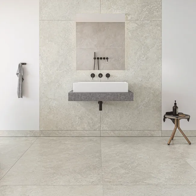 Linen Beige Travertine Effect Sturctured Matt Porcelain Slabs 180x100cm