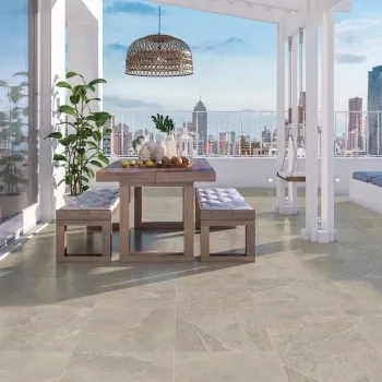 Tampa Ivory Stone Effect Matt Porcelain Tile 60.4x60.4cm