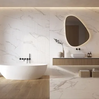 Lumier White Marble Effect Sturctured Matt Porcelain Tile 100x100cm