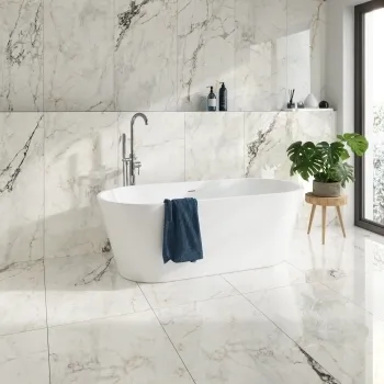 Paonazzetto White Marble Effect Italian Large Polished Porcelain Tile 120x60cm