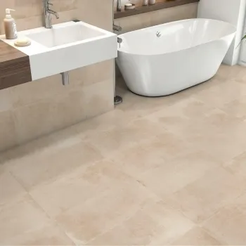 City Cream Concrete Effect Matt Porcelain Tile 60x30cm