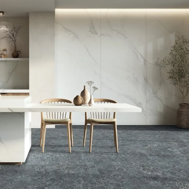 Lumiere White Marble Effect Large Polished Porcelain Slab 280x120cm