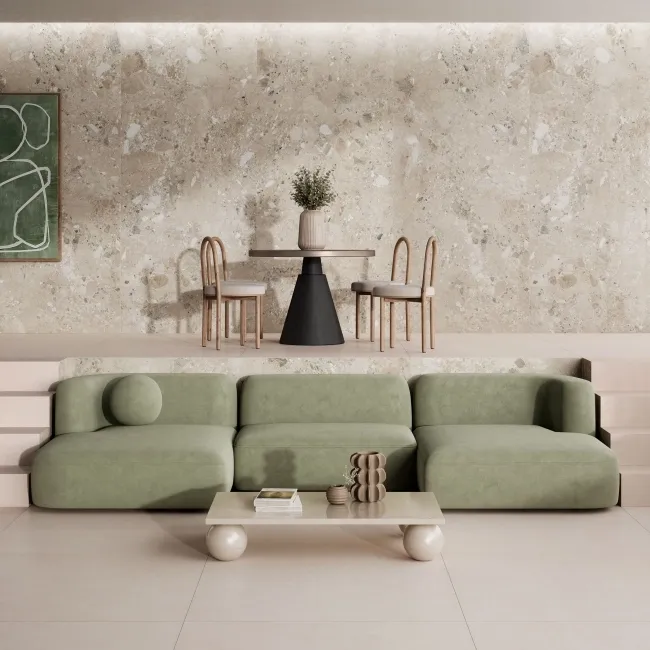 Ura Natural Terrazzo Effect Large Matt Porcelain Slab 280x120cm